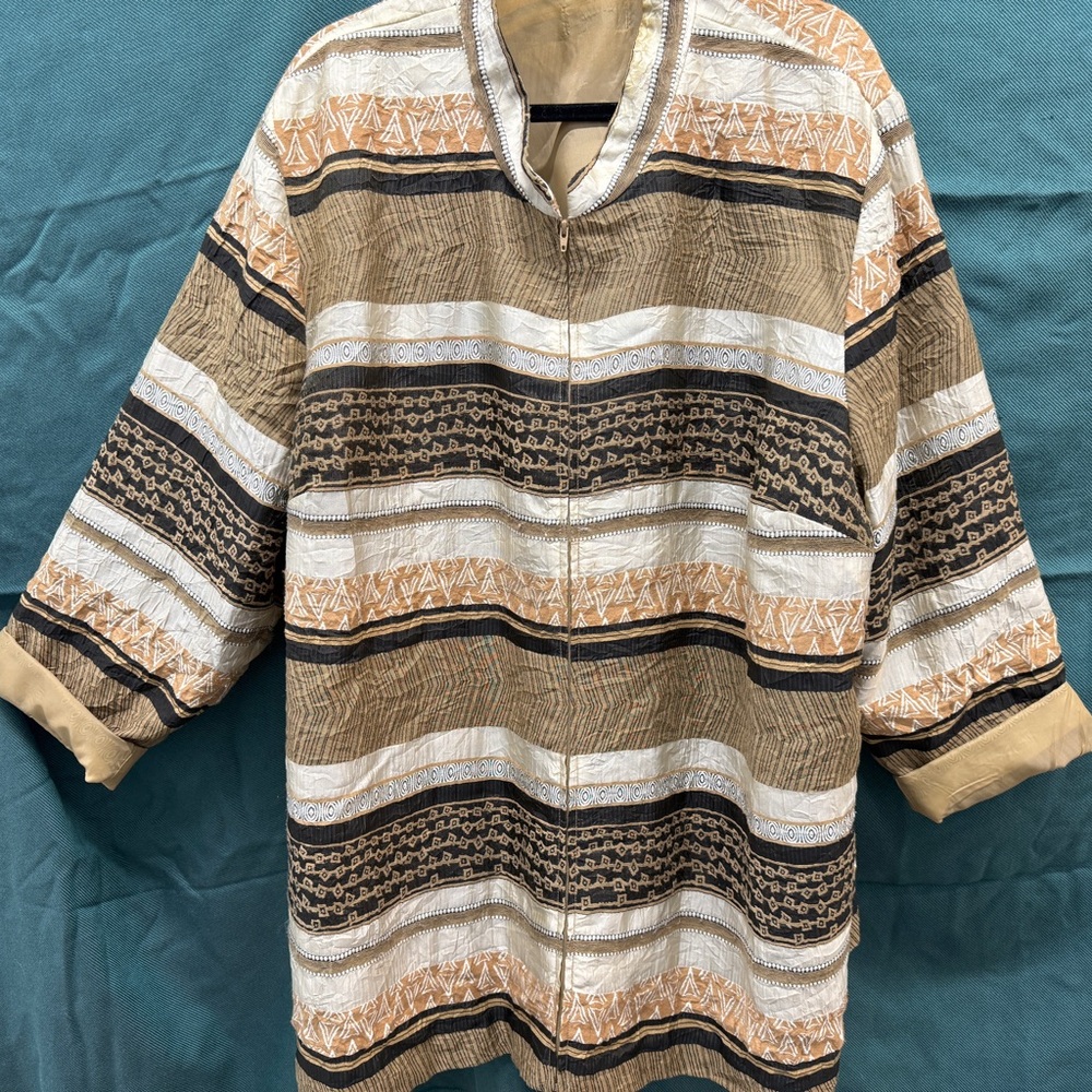 Brown and Black Lightweight Shirt Jacket with Southwestern Pattern